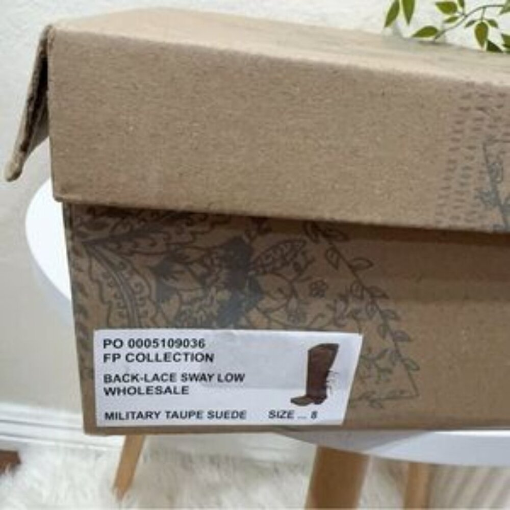 NIB Free People TAUPE Lace Sway Low Slouchy Boot - Picture 14 of 14